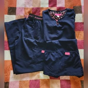 Betsey Johnson navy scrub sets XXS XS